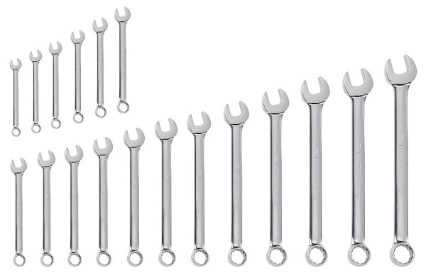 Kraftwerk Gabelringschlüssel Satz voll poliert 5.5-22 mm, 18-teilig, 3557
