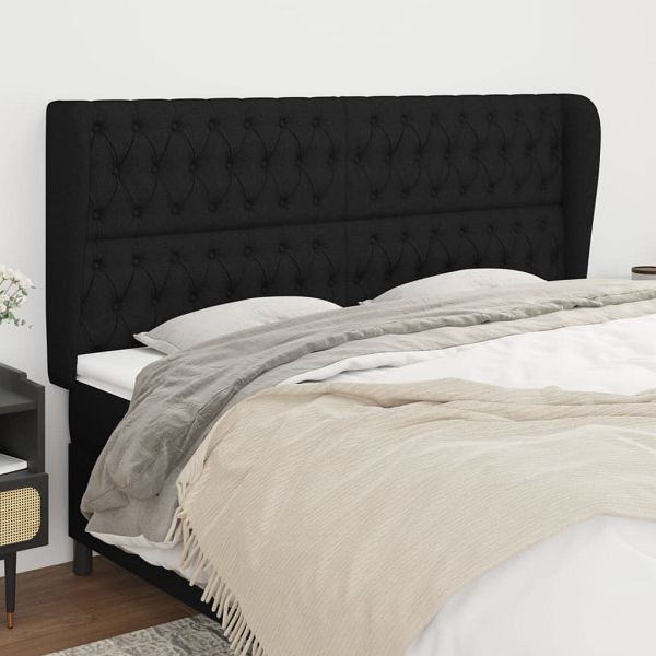 vidaXL Kopfteil mit Ohren Schwarz 203x23x118/128 cm Stoff, 3118316