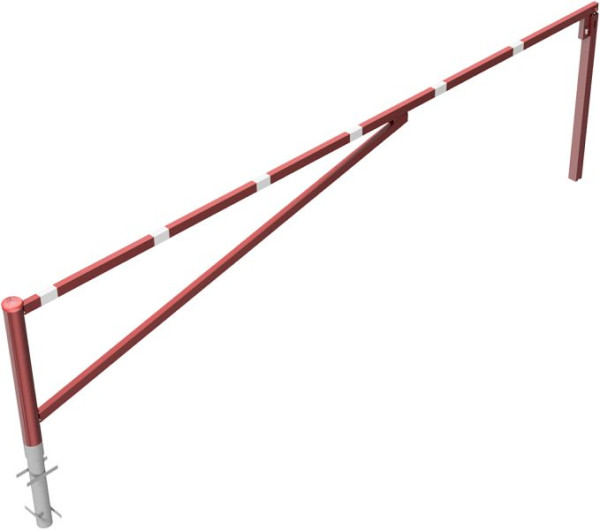 Schake Drehschranke, zum Einbetonieren, feuerverzinkt und rot beschichtet, lichte Weite: 4500 mm, mit Profilzylinderschloss, 413_450ZB