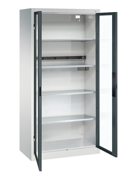 C+P Akkuladeschrank Serie 89, H1950xB930xT500mm, 7035/7016,1 Elektroboden, 3 Einlegeböden, 8921-055E1 S10062