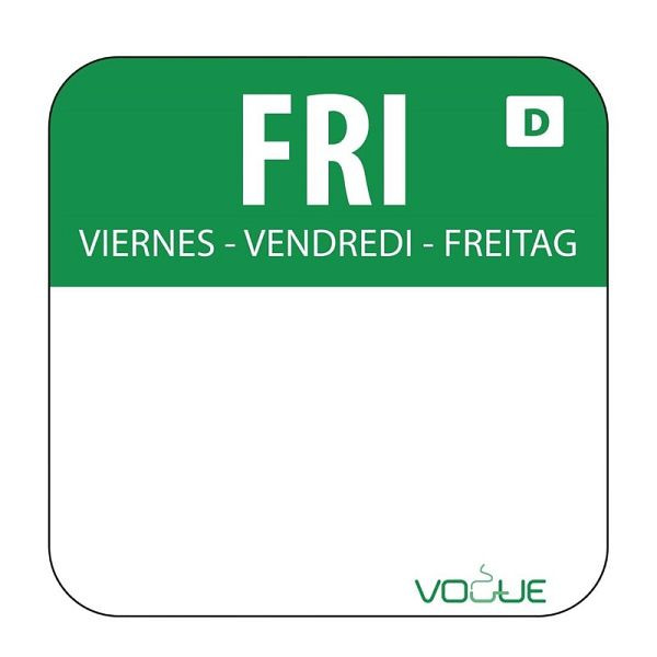 Vogue Selbstauflösende Lebensmittelrotationsetiketten Freitag, VE: 1000 Stück, U781