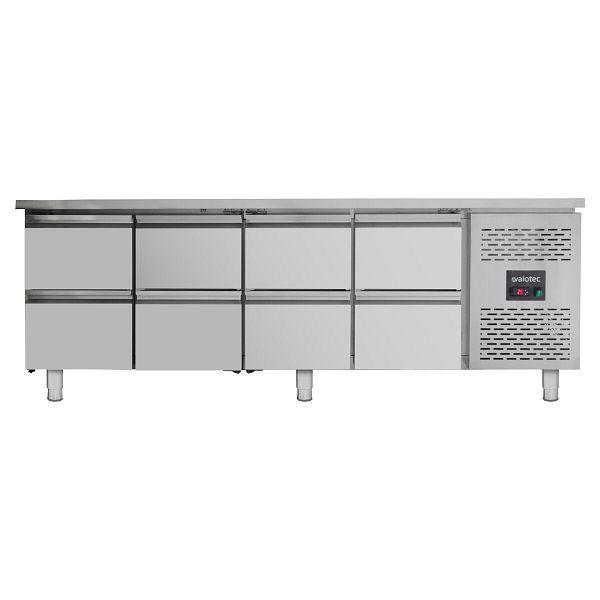 Vaiotec Kühltisch / 8 Schubladen - Monoblock, 2230 x 700 mm, 12022