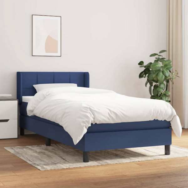 vidaXL Boxspringbett mit Matratze Blau 80x200 cm Stoff, 3129671