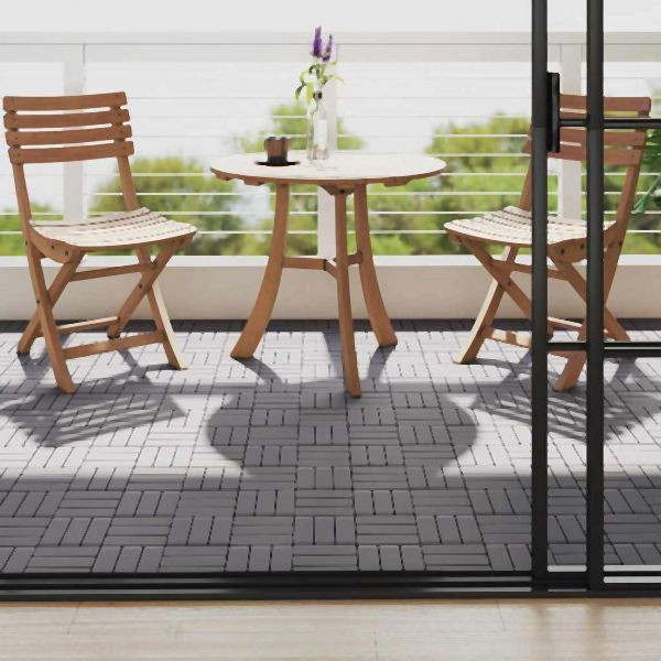 vidaXL Terrassenfliesen 10 Stück Grau 30×30 cm Massivholz Akazie, 46587