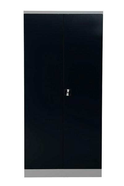 Gürkan Flügeltürenschrank, 42 x 92 x 195 cm, Lichtgrau, Anthrazit, Fachboden Stück 4, FLC.19/N, 100074