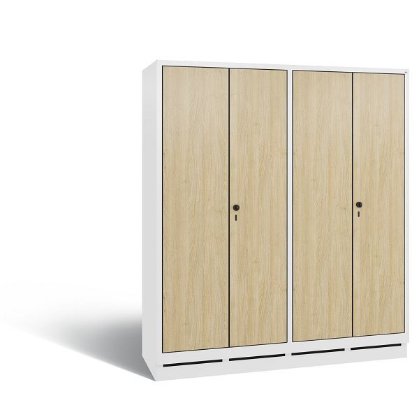 C+P Spind Evolo, 4 Abteile, H1800xB1590xT500 mm, Weiß/MDF Eiche, 48022-42 S10202
