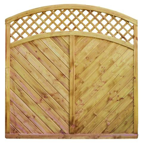 T&J CLASSIC-Serie-Doppelbogen Zaunelement, 180 x 200/180 cm, kdi-grün, Rahmen 40/70 mm, Profilbretter 16/118 mm, 27961