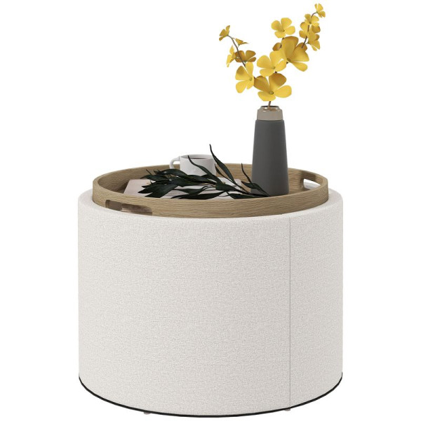HOMCOM Hocker Polsterhocker, Leinen, versteckter Stauraum, umkehrbarer Deckel, 56 x 56 x 42 cm, 838-435V80CW