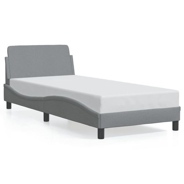 vidaXL Bettgestell mit Kopfteil Hellgrau 90x200 cm Stoff, 373105
