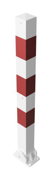 Schake Absperrpfosten Typ 470UVB umlegbar, für Vorhangschloß, zum Aufdübeln, 70x70mm, feuerverzinkt, weiß mit roten Streifen, mit 1 Öse, 470UVB+1