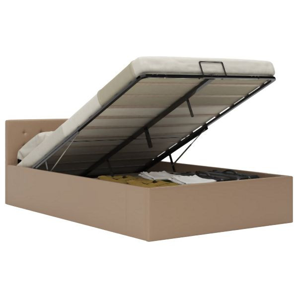 vidaXL Stauraumbett Hydraulisch Cappuccino-Braun Kunstleder 140×200 cm, 285531