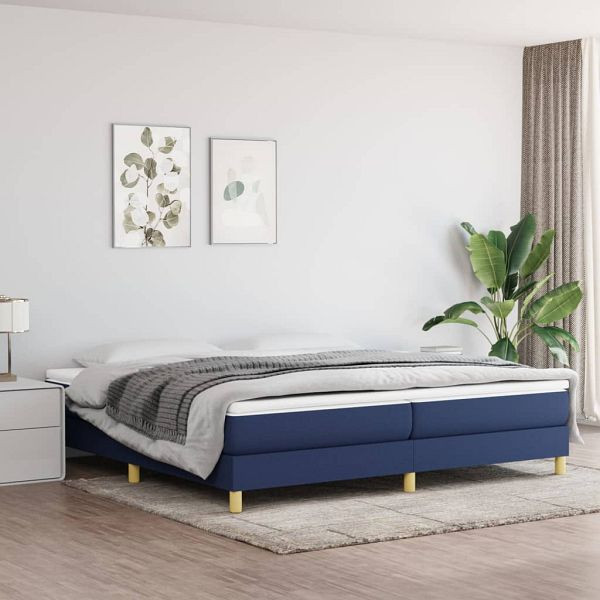vidaXL Boxspringbett mit Matratze Blau 200x200 cm Stoff, 3144205