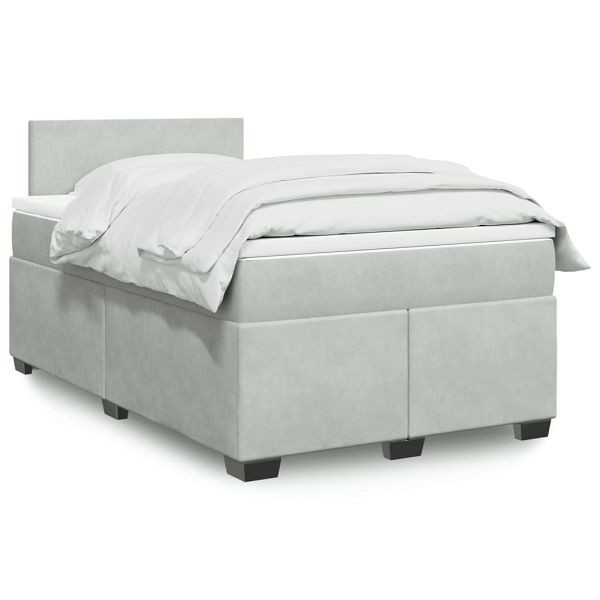vidaXL Boxspringbett mit Matratze Hellgrau 120x190 cm Samt, 3288552