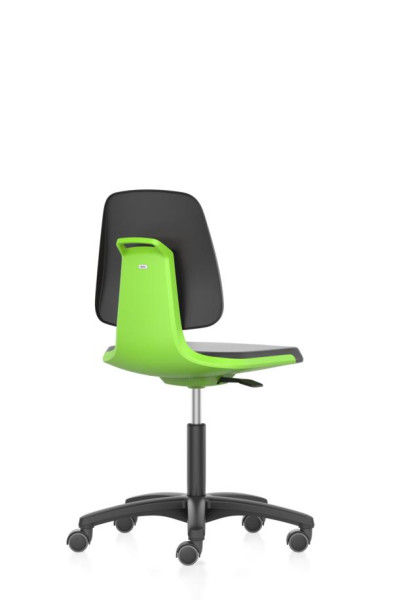 bimos Arbeitsstuhl Labsit mit Rollen, Sitzhöhe 450-650 mm, Kunstleder, Sitzschale grün, 9123-MG01-3280
