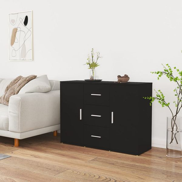 vidaXL Sideboard Schwarz 91x29,5x65 cm Holzwerkstoff, 823343