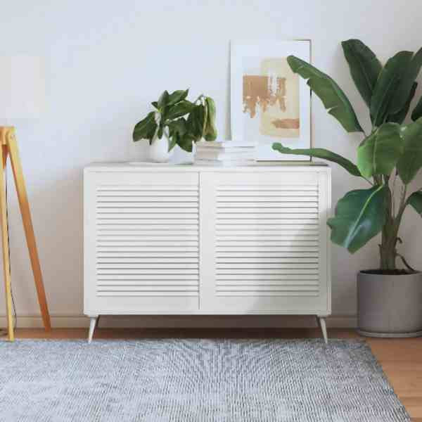 vidaXL Schranktüren Lamellen-Design 2 Stück Weiß 69x59,4 cm Massivholz, 151167