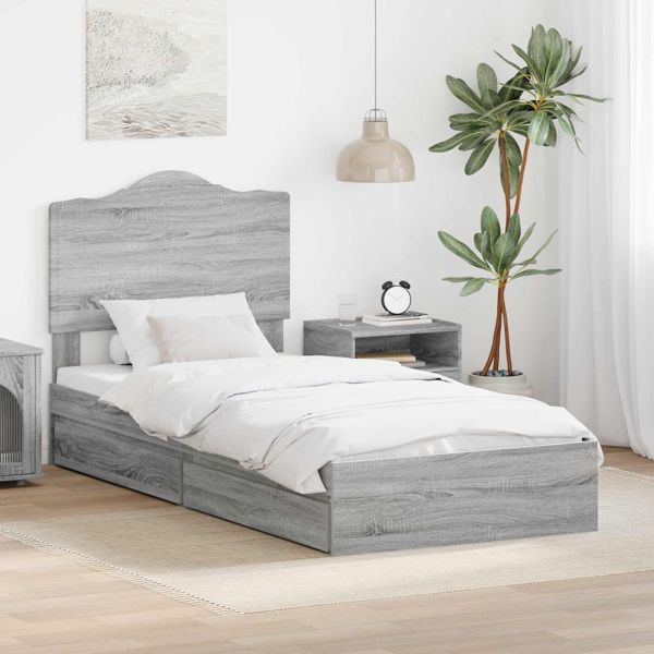 vidaXL Bettrahmen Graues Sonoma 100 x 200 cm Holzwerkstoff, 3413539
