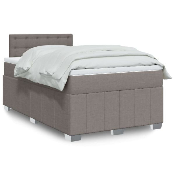 vidaXL Boxspringbett mit Matratze Taupe 120x200 cm Stoff, 3289353