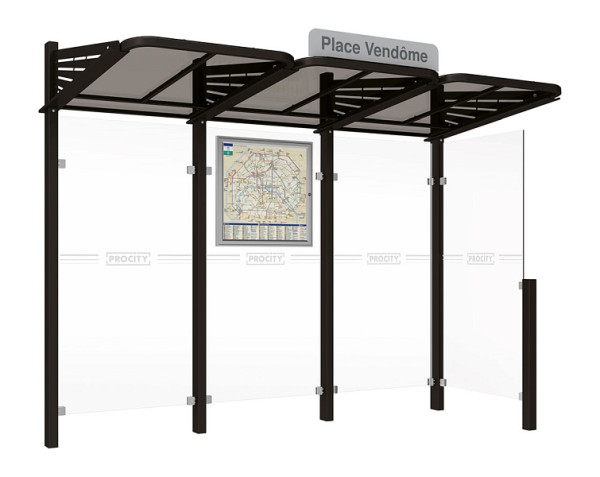 Procity Wartehalle Convi® - Standard - 1 Seitenverkleidung Rechts, Farbe RAL 9005, 529361.9005