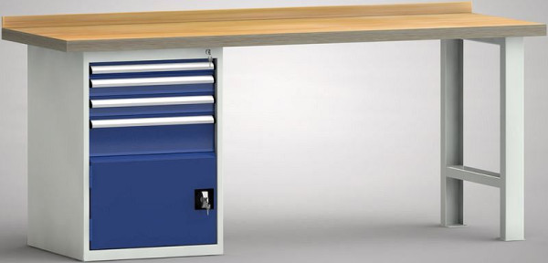 KLW Profi-Werkbank - 2000 x 700 x 845 mm L x T x H, links 50EA/2x75EA/150EA/Türe 350 mm, WP515N-2000M45-E1920