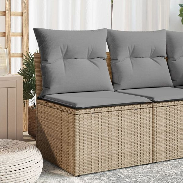 vidaXL Garten-Ecksofa mit Kissen Beige Poly Rattan, 366101