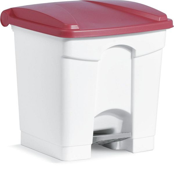 Deskin Tretabfallsammler, aus Kunststoff, Korpus weiß, Deckel rot, H 440 x B 410 x T 400 mm, 276453