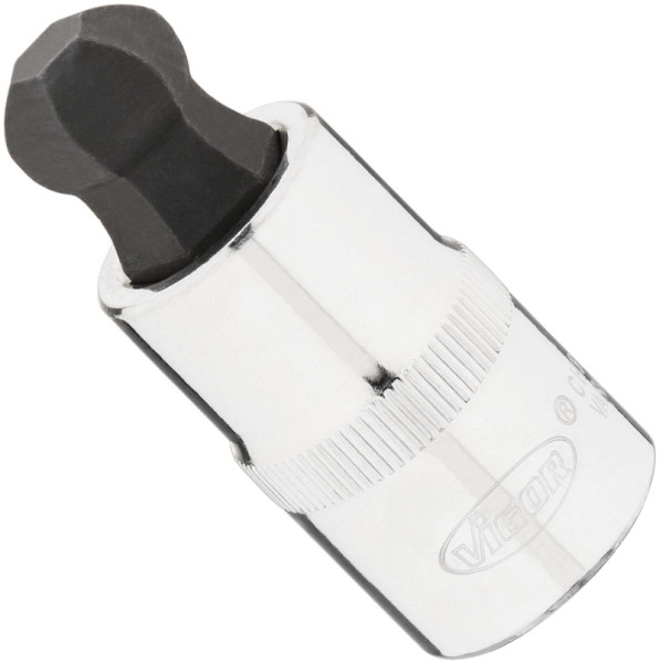 VIGOR Innensechskant Schraubendreher-Einsatz, Vierkant hohl 12,5 mm, Innen-Sechskant Profil, 14 mm, Schwenkwinkel: 15-20°, Länge: 55 mm, V7055-H14