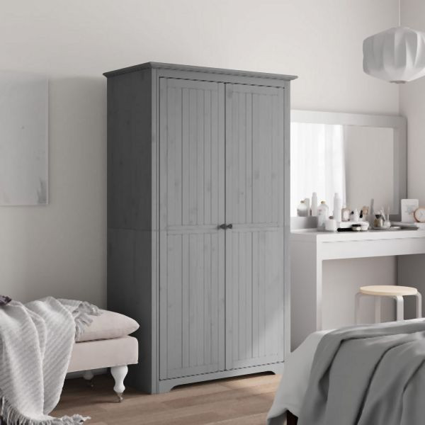 vidaXL Kleiderschrank BODO Grau 99x53,5x173 cm Massivholz Kiefer, 355061