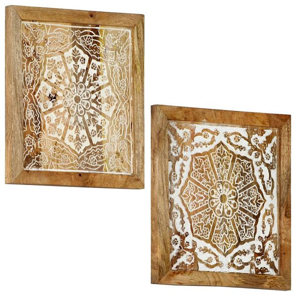 vidaXL Handgeschnitzte Wandpaneele 2 Stück Mango Massivholz 60x60x2,5cm, 321652
