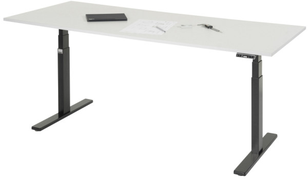RAU Schreibtisch adlatus 100, B2000xT800xH650-1300mm, tiefschwarz, M-Platte-22 mm, 08-ST-200-080-9005-M