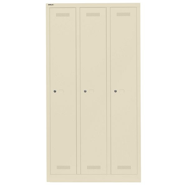 Bisley Garderobenschrank Monobloc™, 3 Abteile je 1 Fach, 669 hellelfenbein, ML09T1669