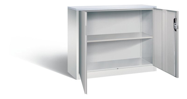 C+P Büroschrank Acurado, H1000xB1200xT400mm, Farbe: Lichtgrau / Weißaluminium, Muldengriff, 2 OH, 9466-1200 S10297