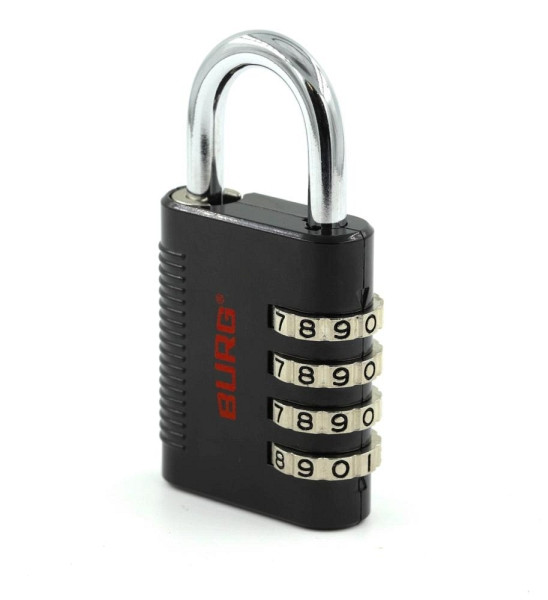 Deskin Zahlen-Vorhängeschloss Lever 575, 4-stellig, Schwarz, 42 x 18 x 82 mm, 348610