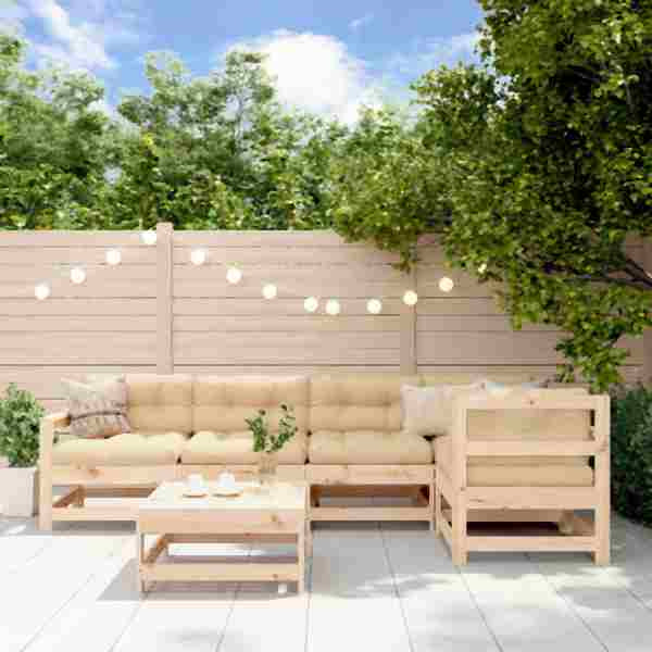 vidaXL 6-tlg. Garten-Lounge-Set mit Kissen Massivholz, 3185990