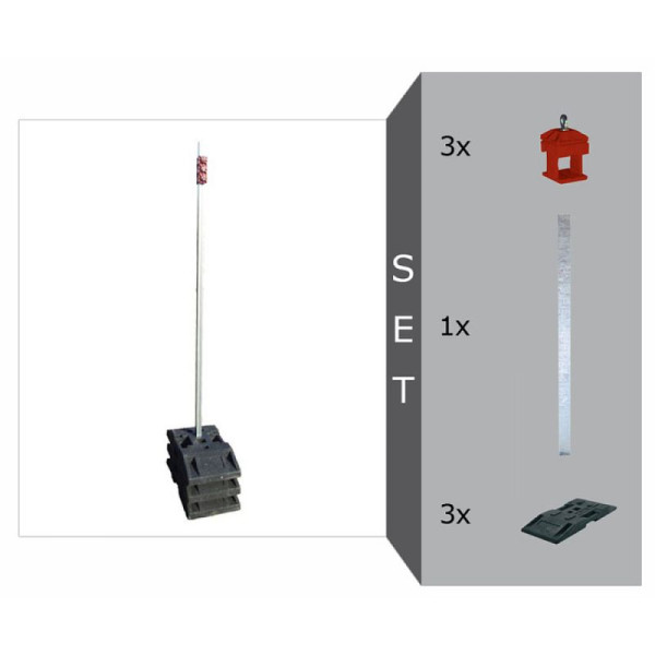 Stein HGS Schildaufstellung Komplett-Set III schwer, mit Schaftrohr aus Vierkantrohr und 3 Fußplatten - gemäß TL, 18799