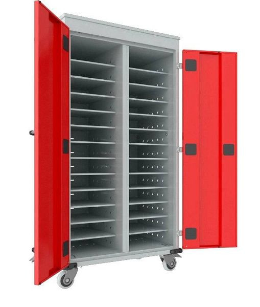 Eurobox Laptopwagen, Akkuladewagen mit Steckdosen, 2 Säulen, 26 Fächer, 1300-092213