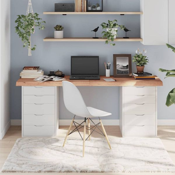 vidaXL Tischplatte Hellbraun 180x50x(2-6)cm Massivholz Eiche Behandelt, 3156392