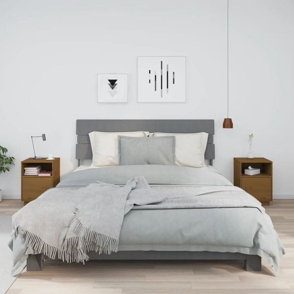 vidaXL Nachttische 2 Stück Honigbraun 40x34x55 cm Massivholz Kiefer, 818322