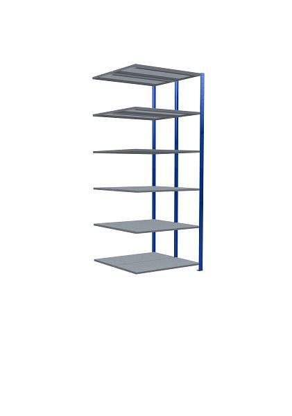 Schulte Anbauregal, Steck-Doppelregal MULTIplus150, 2500 x 1000 x (2x500) mm, 2x6 Fachböden, Kreuzstrebe, RAL 5010 enzianblau/verzinkt, 32756-B