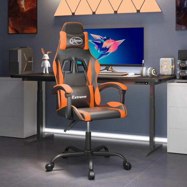 vidaXL Gaming-Stuhl Drehbar Schwarz und Orange Kunstleder, 349573