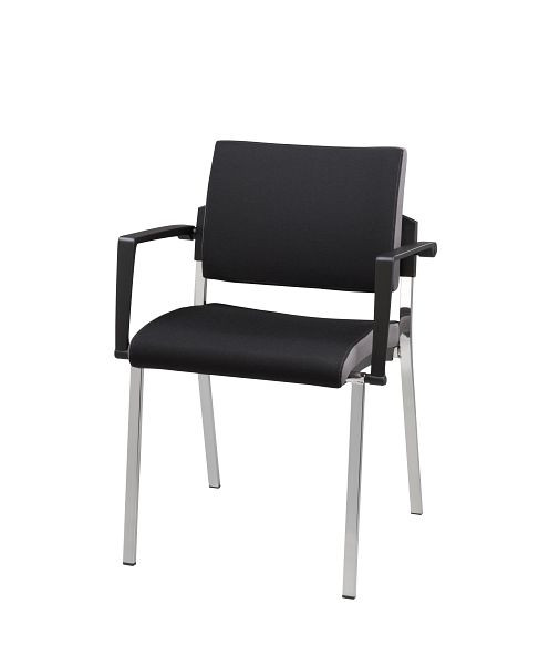 Hammerbacher Besucherstuhl, 4-Fuß, 2er Set, Schwarz, Höhe 80 cm, Sitzbreite 45 cm, VSBP1/D