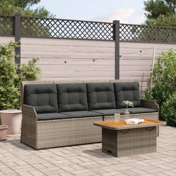 vidaXL 3-tlg. Garten-Lounge-Set mit Kissen Grau Poly Rattan, 3262444