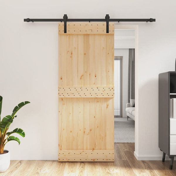 vidaXL Schiebetür mit Beschlag 85x210 cm Massivholz Kiefer, 3202988