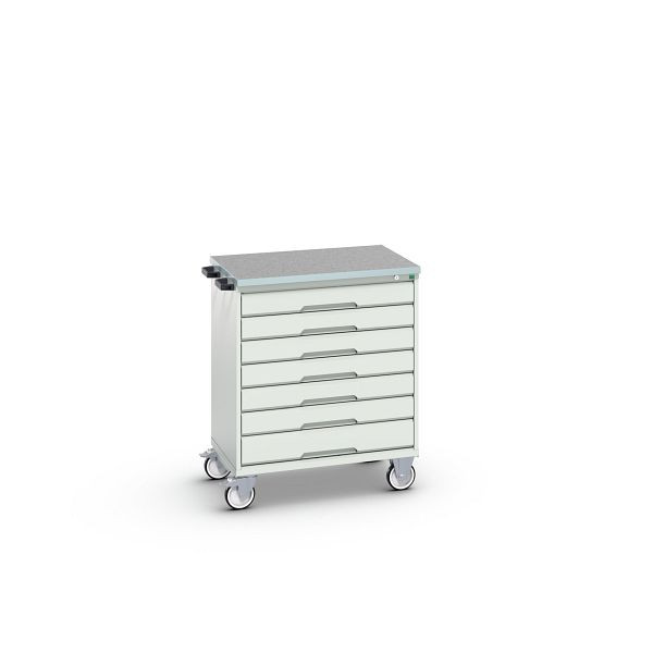 bott verso mobiler Schubladenschrank, mit 7 Schubladen und Linoleum-Top, BxTxH: 800 x 600 x 980 mm, Lichtgrau / Lichtgrau, 16927006.16