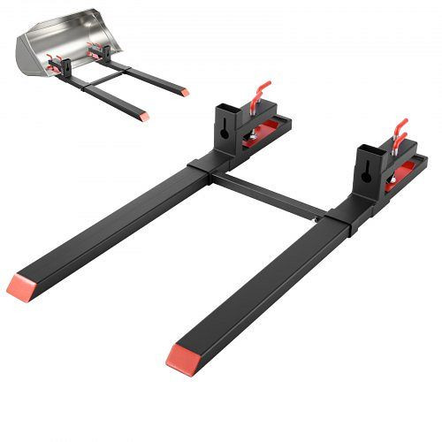 VEVOR Palettengabeln, 1814 kg Kapazität, 1490 mm Länge, verstellbare Stabilisatorstange, für Traktoren & Kompaktlader, Schwarz, TPHCKDJK60INXOZ1G001V0