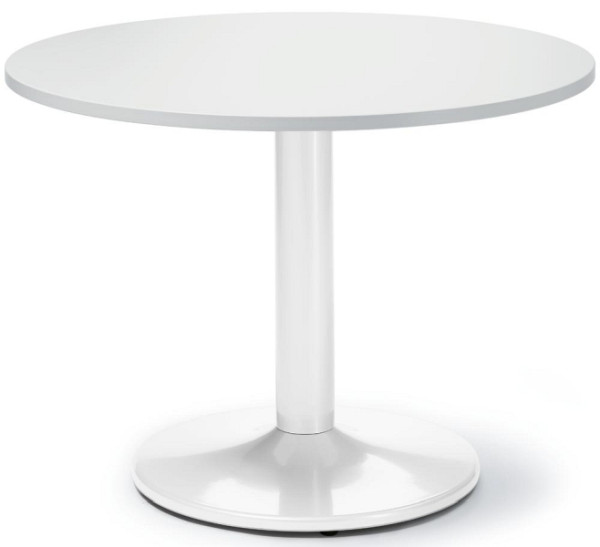 Deskin Besprechungs- und Konferenztisch MODUL, Platte Dekor Weiß, Gestell Weiß RAL 9016, Durchmesser 1000 mm, Höhe 735 mm, 295368