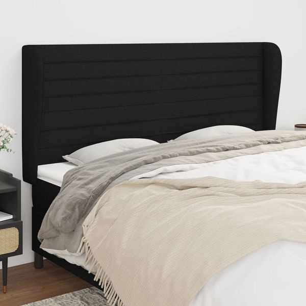 vidaXL Kopfteil mit Ohren Schwarz 203x23x118/128 cm Stoff, 3118120