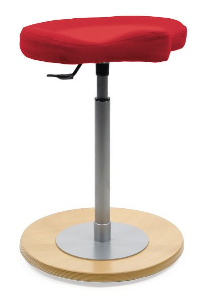 Mayer Sitzmöbel Pendelhocker myERGOSIT mit Ergositz, Sitzbezug Rot, Bodenplatte Natur lackiert, 1168_N_26391