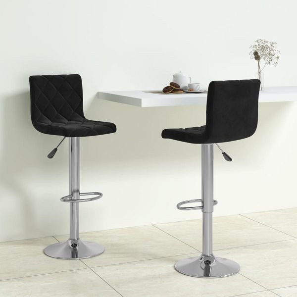 vidaXL Barhocker 2 Stück Schwarz Samt (Polyester), 333684