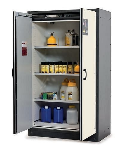 asecos Gefahrstoffschrank Basis-Line 30-123, 1170 mm, 3 Einlegeböden, Türen weiß, 3100307030003